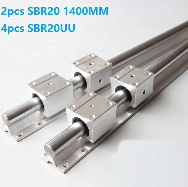 

2pcs SBR20 20mm -L 1400mm support guide linear rail + 4pcs SBR20UU linear blocks CNC parts linear guide