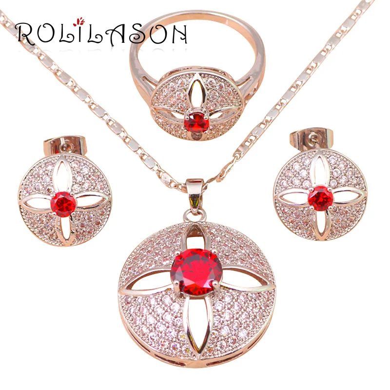 ROLILASON Round Style silver Earring Necklace Ring Jewelry Red Set Austrian AAA zircon Ring Sz #7 #8.5 JS542
ROLILASON Round Style silver Earring Necklace Ring Jewelry Red Set Austrian AAA zircon Ring Sz #7 #8.5 JS542