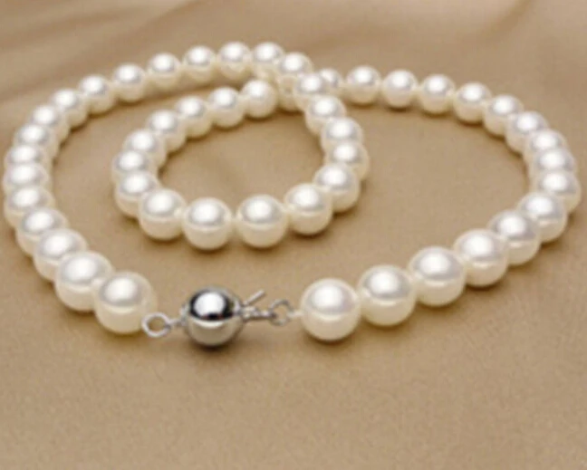 Фото Ожерелье женское с жемчугом Натуральное белое Жемчужное ожерелье 17 дюймов