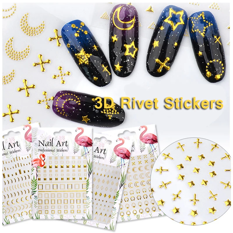 3D Metal Rivets Gold Hollow Stickers Hot Nail Sticker Strap Moon Stars Dot Design Decal For Nails Decoration Nail Art Manicure
3D Metal Rivets Gold Hollow Stickers Hot Nail Sticker Strap Moon Stars Dot Design Decal For Nails Decoration Nail Art Manicure