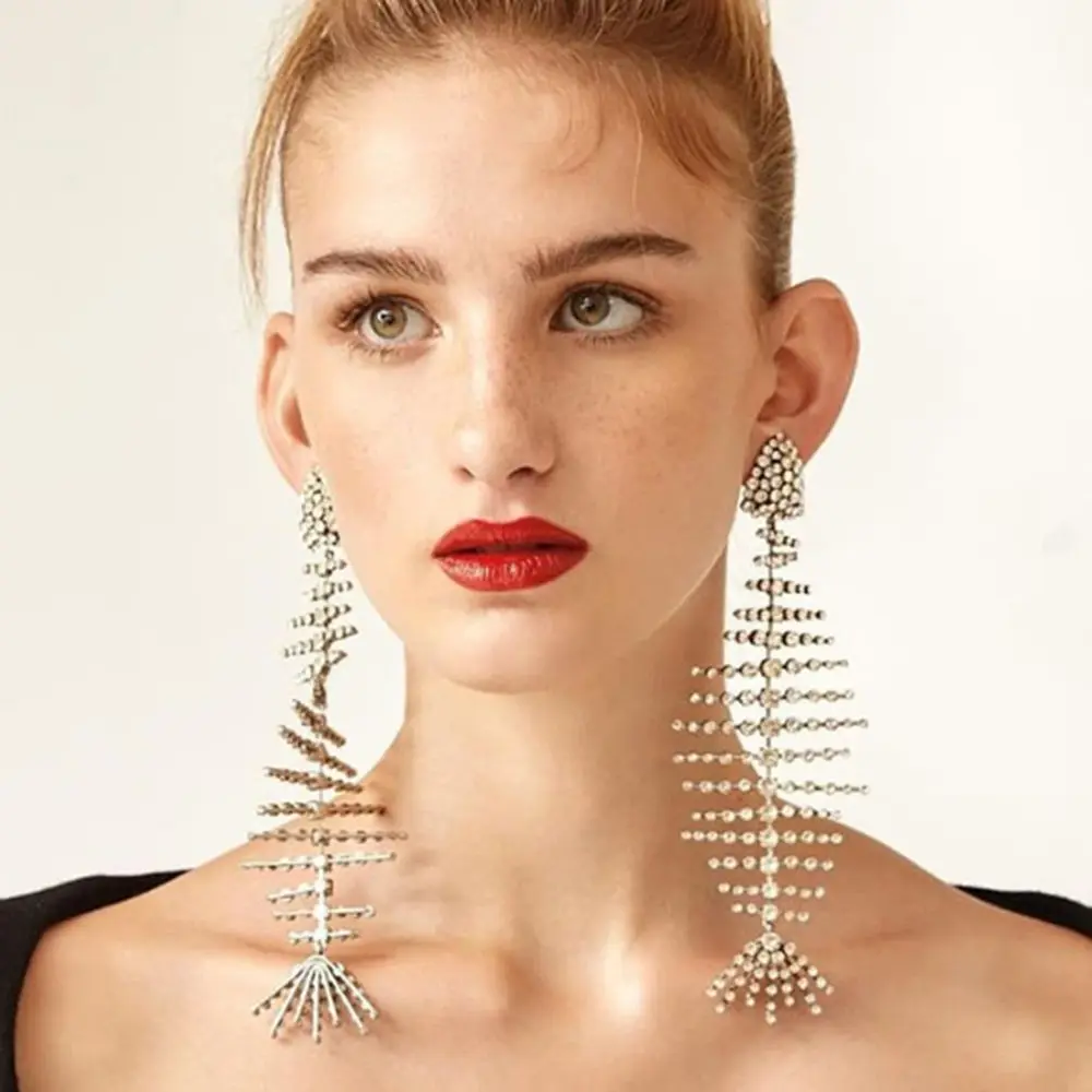 Stonefans Bling Rhinestone Fish Bone big Drop Dangle Earrings for Women Luxury Crystal Stud Drop Earrings Statement Jewelry Gift
Stonefans Bling Rhinestone Fish Bone big Drop Dangle Earrings for Women Luxury Crystal Stud Drop Earrings Statement Jewelry Gift