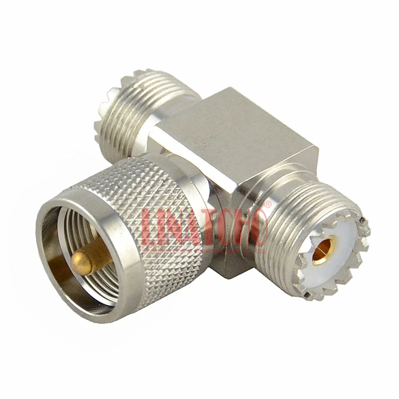 RF pl259 uhf male to double uhf female 2 way rf splitter Triple T type adapter connector for cable extension
RF pl259 uhf male to double uhf female 2 way rf splitter Triple T type adapter connector for cable extension