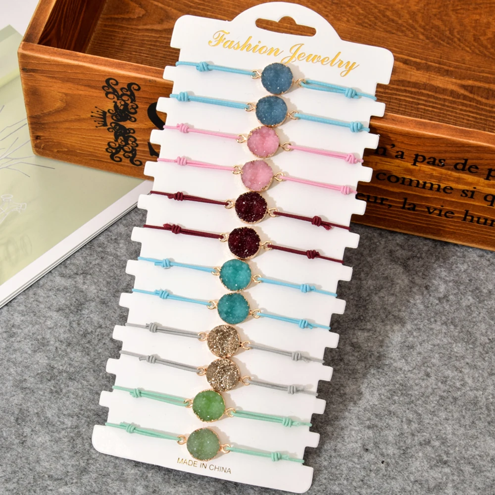 12pcs/set Handmade Woven Rope Chain Bracelet Set Exquisite Round Druzy Charms Bracelets for Women Fashion Elastic Cuff Jewelry
12pcs/set Handmade Woven Rope Chain Bracelet Set Exquisite Round Druzy Charms Bracelets for Women Fashion Elastic Cuff Jewelry