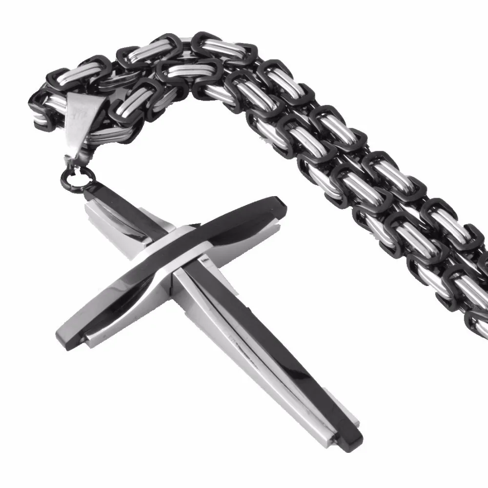 Neo-Gothic Silver Black Cross Pendant 4mm Byzantine Chain Necklace Biker Men's Stainless Steel 20-36 Inches Long Choker
Neo-Gothic Silver Black Cross Pendant 4mm Byzantine Chain Necklace Biker Men's Stainless Steel 20-36 Inches Long Choker