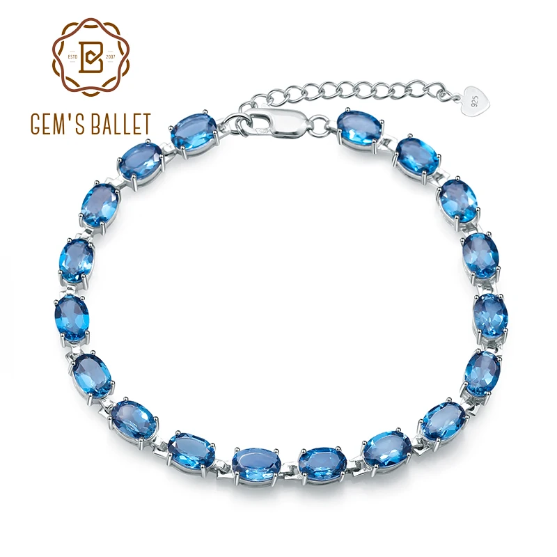 GEM'S BALLET 5x7mm Natural London Blue Topaz Bracelets&bangles 925 sterling silver For Women Luxury Fine Costume Jewelry Gift
GEM'S BALLET 5x7mm Natural London Blue Topaz Bracelets&bangles 925 sterling silver For Women Luxury Fine Costume Jewelry Gift