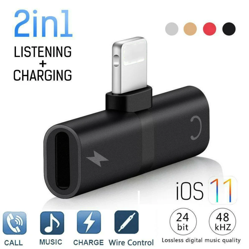 Audio Adapter for iPhone 7 8Plus X Charging Audio 2 in 1 Charger Cable Adapter for Lightning Jack Earphone AUX
Audio Adapter for iPhone 7 8Plus X Charging Audio 2 in 1 Charger Cable Adapter for Lightning Jack Earphone AUX