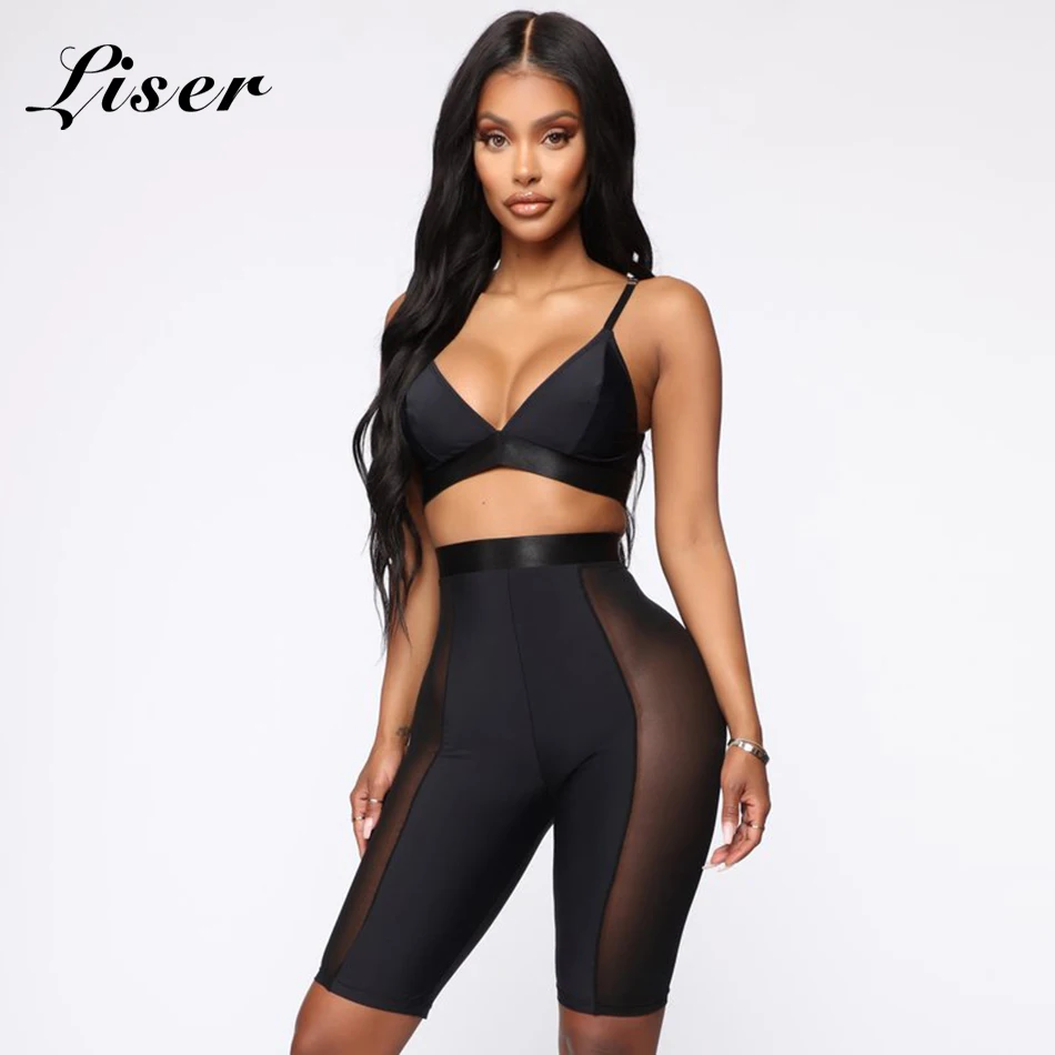 

Liser 2018 New Summer Women Pants V Neck Two Pieces Bandage Pants Sexy Bodycon Elegant Club Celebrity Party Black Pants Vestidos