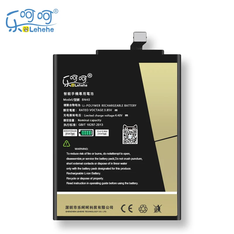 Original LEHEHE BN40 Battery For Xiaomi Redmi 4 Pro 4100mAh High Capacity Replacement Bateria Free Tools Gifts
Original LEHEHE BN40 Battery For Xiaomi Redmi 4 Pro 4100mAh High Capacity Replacement Bateria Free Tools Gifts