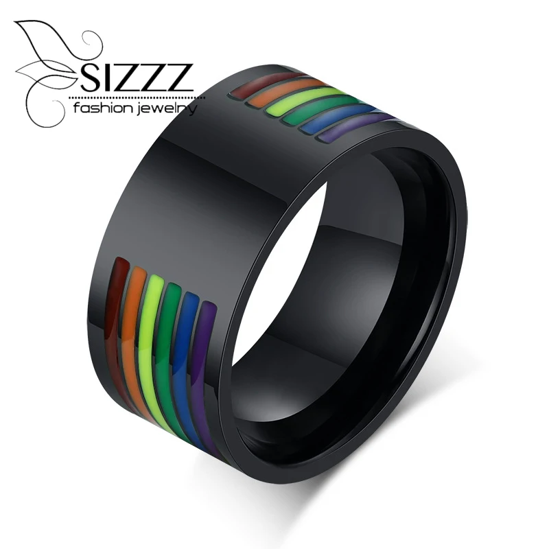 SIZZZ Custom Engraving 10mm Stainless Steel Enamel Rainbow Lines LGBT Pride Rings for Lesbian & Gay Wedding Bands Jewelry
SIZZZ Custom Engraving 10mm Stainless Steel Enamel Rainbow Lines LGBT Pride Rings for Lesbian & Gay Wedding Bands Jewelry