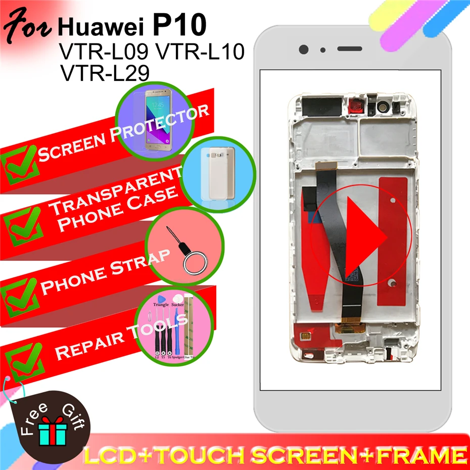 P10 LCD Screen For Huawei P10 VTR-L09 VTR-L10 VTR-L29 LCD Display Touch Screen Digitizer Assembly with frame
P10 LCD Screen For Huawei P10 VTR-L09 VTR-L10 VTR-L29 LCD Display Touch Screen Digitizer Assembly with frame