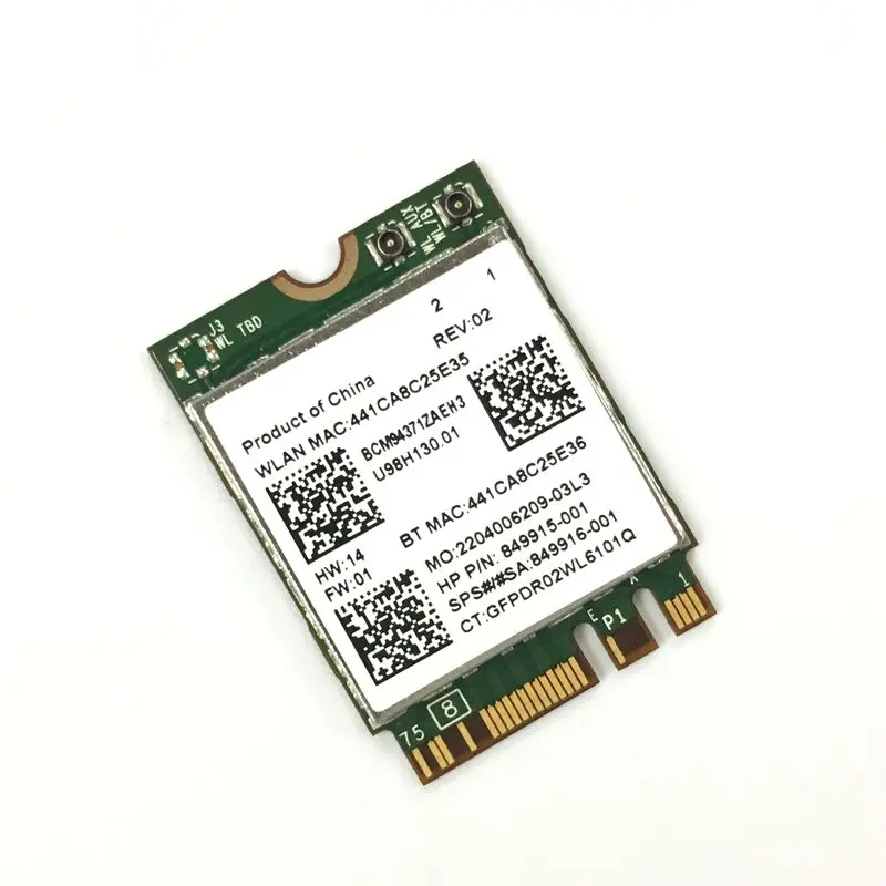 Broadcom BCM94371ZAE bcm94371 BCM4371 802.11 AC NGFF M2 867Mbps WiFi & Bluetooth 4.1 Combo SPS 843549-001 Wireless network card
Broadcom BCM94371ZAE bcm94371 BCM4371 802.11 AC NGFF M2 867Mbps WiFi & Bluetooth 4.1 Combo SPS 843549-001 Wireless network card