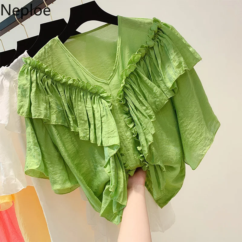 Neploe Women Sweet Ruffled Chiffon Blouse V Neck Short Sleeve 2019 Summer Casual Fashion Shirt Solid Tops Blusas 53453
Neploe Women Sweet Ruffled Chiffon Blouse V Neck Short Sleeve 2019 Summer Casual Fashion Shirt Solid Tops Blusas 53453