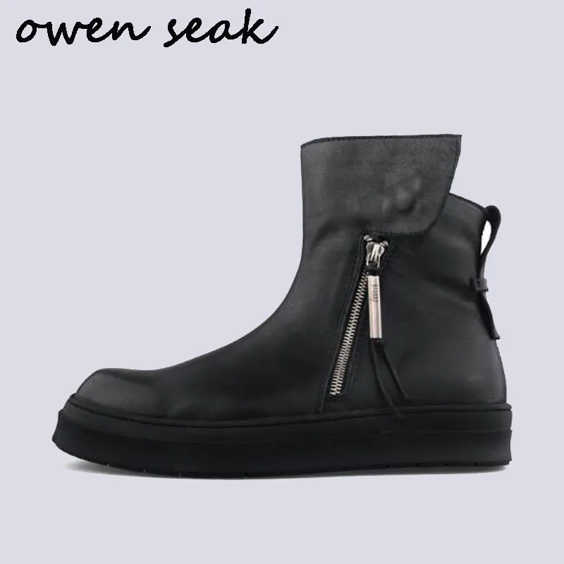 Owen Seak Men Shoes High Ankle Basic Luxury Trainers Genuine Leather Winter Snow Zip Boots Casual Flat Sneaker Black White Shoes
Owen Seak Men Shoes High Ankle Basic Luxury Trainers Genuine Leather Winter Snow Zip Boots Casual Flat Sneaker Black White Shoes