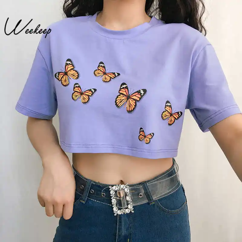 Weekeep Women Loose Printed O-neck t shirt Summer Streetwear Short Sleeve Tee Shirt Femme Crop Top
Weekeep Women Loose Printed O-neck t shirt Summer Streetwear Short Sleeve Tee Shirt Femme Crop Top