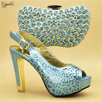 Elegant light blue with stones high heel shoes and purse handbag set for lady 208-3 heel height 12cm
Elegant light blue with stones high heel shoes and purse handbag set for lady 208-3 heel height 12cm