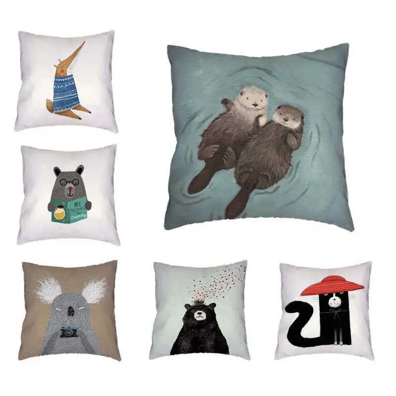 Cute Cartoon Cushion Cover Bear Otter Penguin Koala Throw Pillow Case 45*45cm Square Red Hat Home Couch Outdoor Rock Chair Decor
Cute Cartoon Cushion Cover Bear Otter Penguin Koala Throw Pillow Case 45*45cm Square Red Hat Home Couch Outdoor Rock Chair Decor