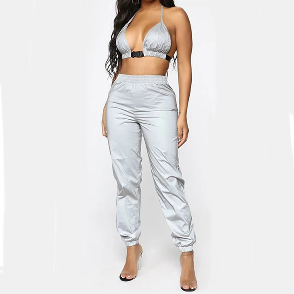 Tracksuit For Women 2019 New Fashion Reflective Female Club Outfits Crop Top Underwear+Pants 2 Piece Set Women Festival Clothing
Tracksuit For Women 2019 New Fashion Reflective Female Club Outfits Crop Top Underwear+Pants 2 Piece Set Women Festival Clothing