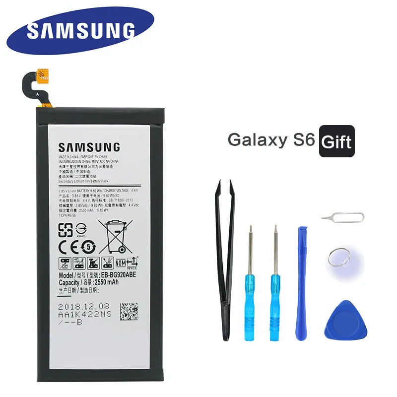 Original Samsung Battery for Samsung Galaxy S6 SM-G920 G920F G920I G920A G9200 G9208 G9209 EB-BG920ABE 2550mAh With Free Tools
Original Samsung Battery for Samsung Galaxy S6 SM-G920 G920F G920I G920A G9200 G9208 G9209 EB-BG920ABE 2550mAh With Free Tools