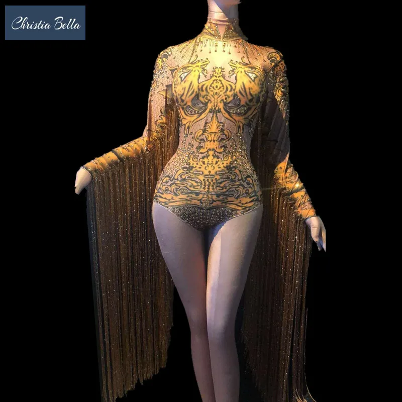 Sexy Long Tassel Stage Jumpsuit Women Rhinestones Bodysuit Stretch Pole Dancing Catsuit Nightclub Party Performance Costumes
Sexy Long Tassel Stage Jumpsuit Women Rhinestones Bodysuit Stretch Pole Dancing Catsuit Nightclub Party Performance Costumes