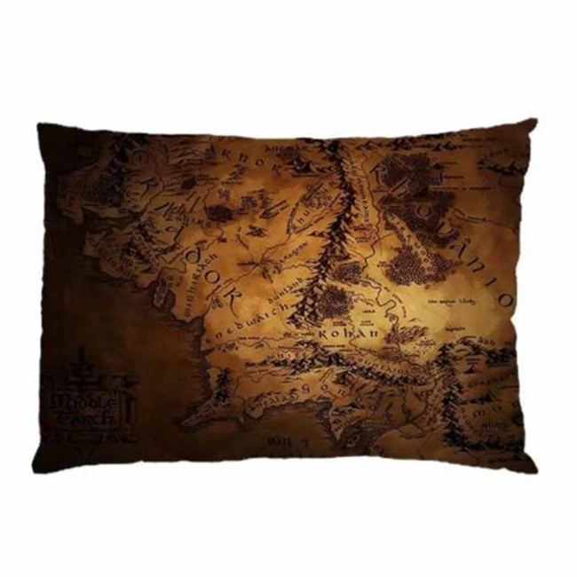 

Hot Lotr The Hobbit Middle Earth Map Pillow Case Cover Middle Earth Map Pillowcase Gifts Rectangle Pillowcases Two Sides 20x30