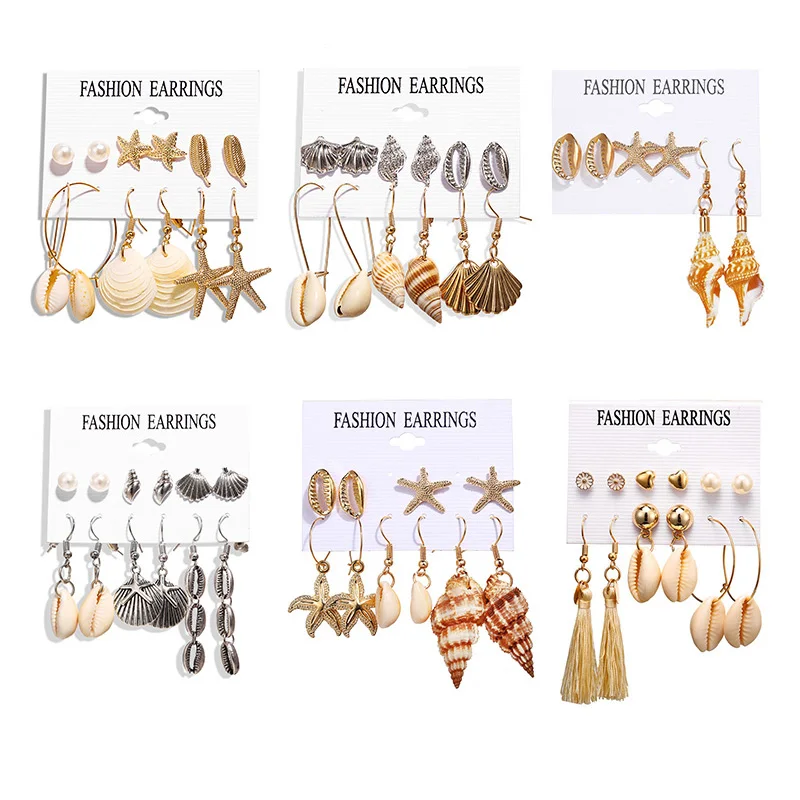 New natural Shell Conch scallop Pendant Earrings Set For Women Girl Gold Color Trendy Metal Dangle Earrings Summer Beach Jewelry
New natural Shell Conch scallop Pendant Earrings Set For Women Girl Gold Color Trendy Metal Dangle Earrings Summer Beach Jewelry