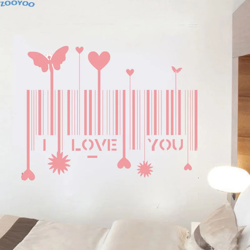 Настенная Наклейка со штрих-кодом ZOOYOO I Love You, романтические настенные наклейки с рисунком для украшения спальни, наклейки для любителей
Настенная Наклейка со штрих-кодом ZOOYOO I Love You, романтические настенные наклейки с рисунком для украшения спальни, наклейки для любителей