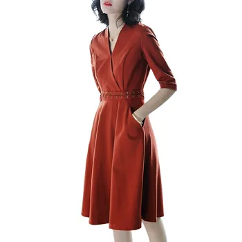 2018 spring new sexy V-neck half sleeve dress red long paragraph A-Line women elegant lady temperament summer dresses
2018 spring new sexy V-neck half sleeve dress red long paragraph A-Line women elegant lady temperament summer dresses