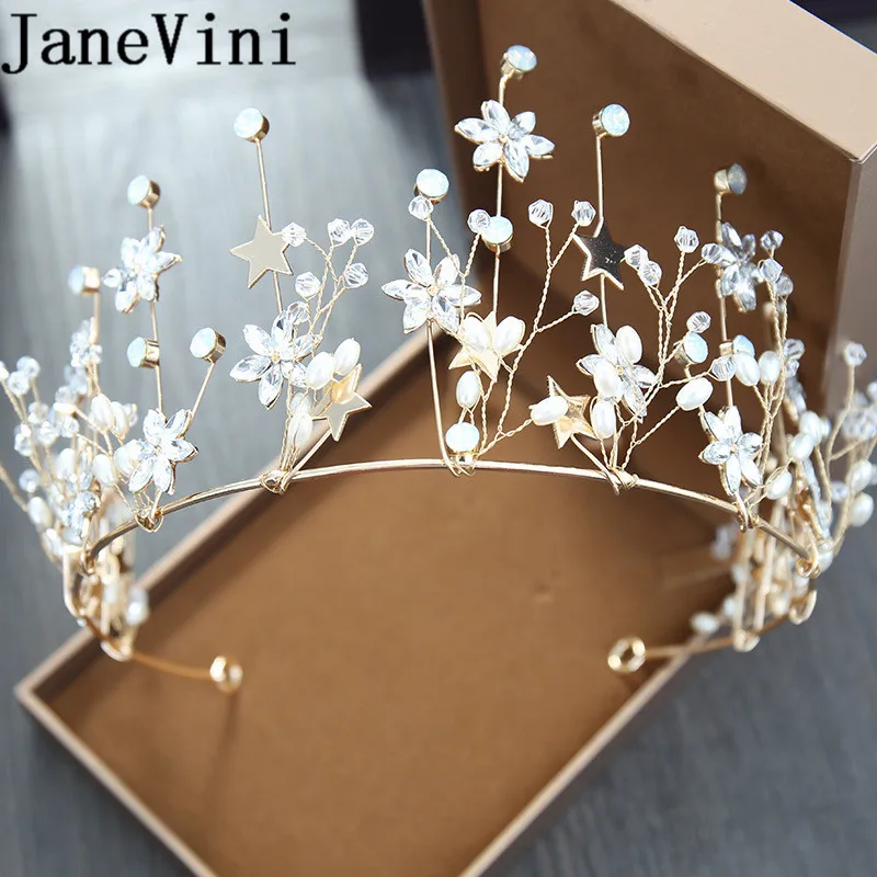 

JaneVini Luxury Stars Princess Crowns Crystals Rhinestones Wedding Hair Accessories Bridal Tiaras Headbands Bijoux De Cheveux