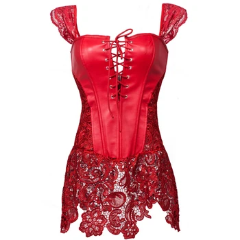 Faux Leather Corset Classic Wet Look Corset with Lace-up Front and Zipper Back Design Lace Shoulder Straps and Long Hem
Faux Leather Corset Classic Wet Look Corset with Lace-up Front and Zipper Back Design Lace Shoulder Straps and Long Hem