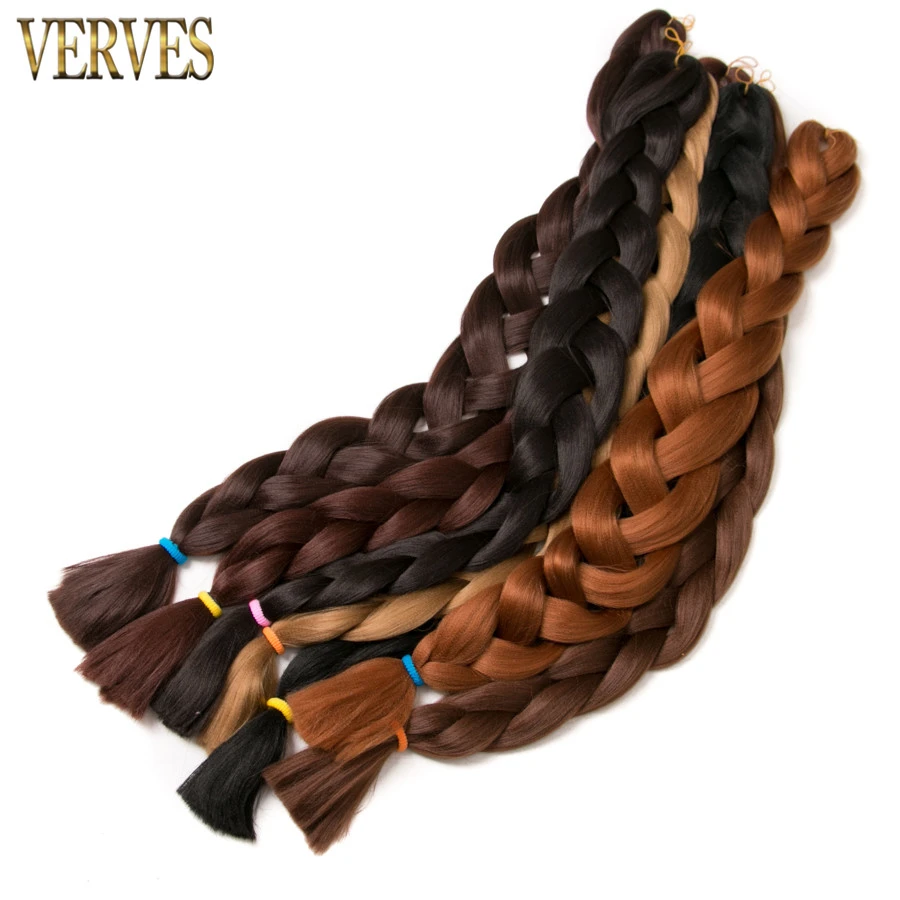 VERVES Braiding Hair one piece 82 inch Synthetic Kanekalon Fiber braid 165g/piece pure color crochet Jumbo Braid Hair Extensions 13