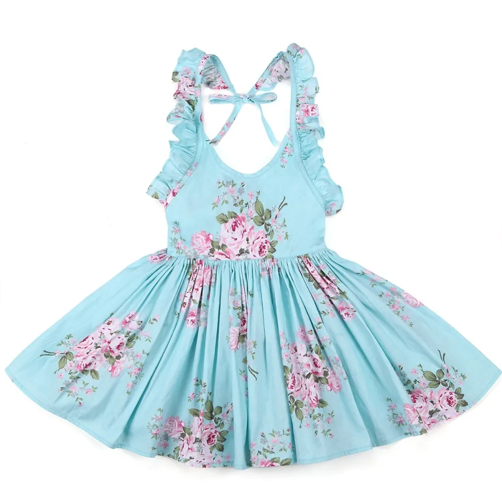 Baby Girls Dress 2018 Summer Beach Style Floral Print Party Backless Dresses For Vintage Toddler Girl Clothes | Детская одежда и