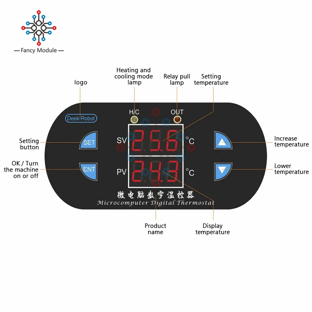 DK-W1308 Dual LED Digital Display Thermostat Adjustable Thermometer with Temperature Control Sensor Power Supply Relay Module
DK-W1308 Dual LED Digital Display Thermostat Adjustable Thermometer with Temperature Control Sensor Power Supply Relay Module