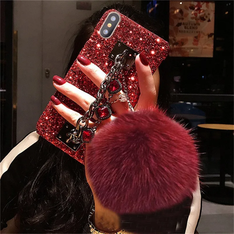 Case for iphone 6s/7/8Plus Gemstone Hand Metal Chain Holder 3D Handmade Rhinestone Diamonds Crystals Bling Fur Pom for iphone X
Case for iphone 6s/7/8Plus Gemstone Hand Metal Chain Holder 3D Handmade Rhinestone Diamonds Crystals Bling Fur Pom for iphone X