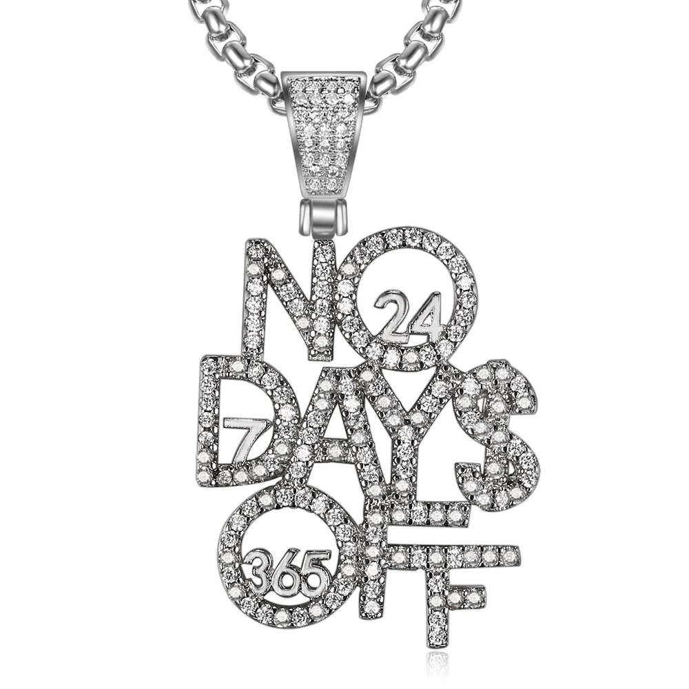 Hip Hop Custom Bubble Letter No Day OFF Pendant Iced Out CZ Bling Chain Necklace for Men Women
Hip Hop Custom Bubble Letter No Day OFF Pendant Iced Out CZ Bling Chain Necklace for Men Women