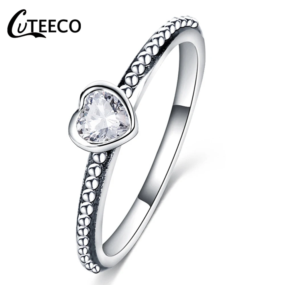 

CUTEECO Fashion Jewelry Silver Color Forever Love Engagement Ring For Women Fit Original Brand Ring Valentine's Day Gift