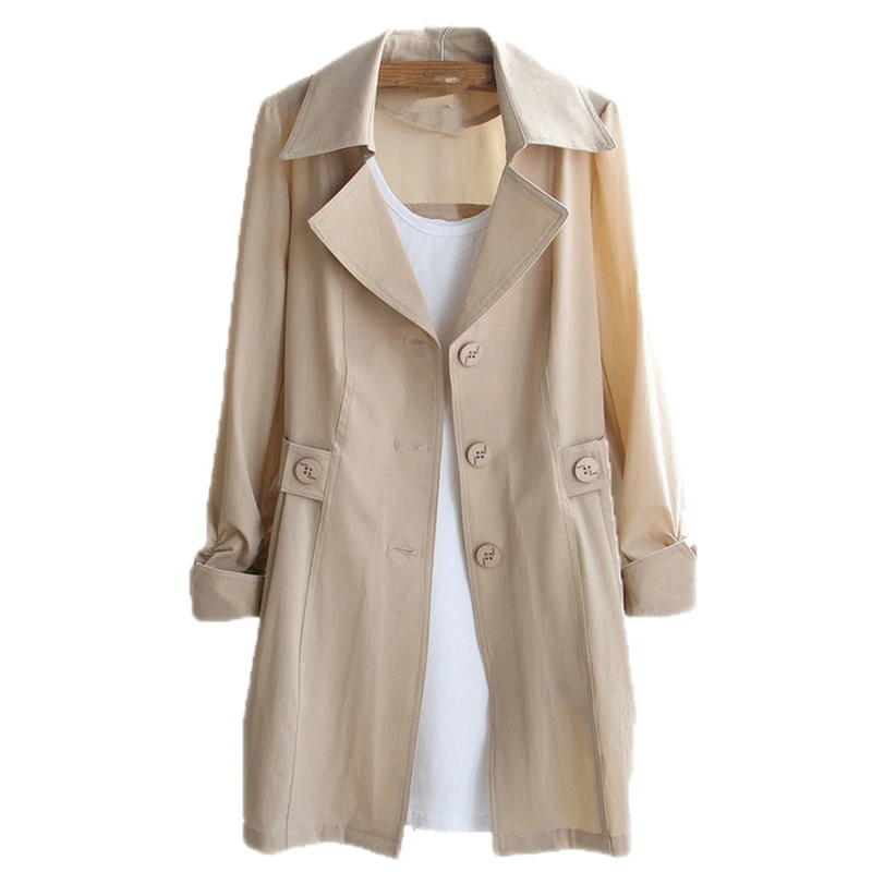 Spring Autumn Plus Size 5XL Women Clothing Casual Solid Color Elegant Trench Coat Female Single Button Thin Big Size Coat O213
Spring Autumn Plus Size 5XL Women Clothing Casual Solid Color Elegant Trench Coat Female Single Button Thin Big Size Coat O213