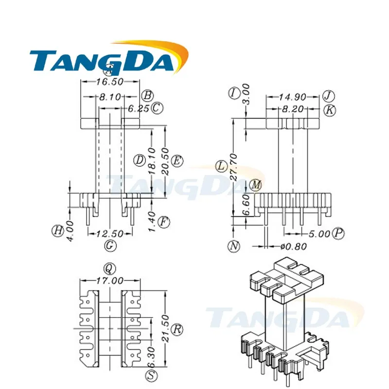 Tangda EEL EEL22 Type 4+4 pin 8P Bobbin magnetic core + skeleton ferrites Power Transformer housing PC40
Tangda EEL EEL22 Type 4+4 pin 8P Bobbin magnetic core + skeleton ferrites Power Transformer housing PC40