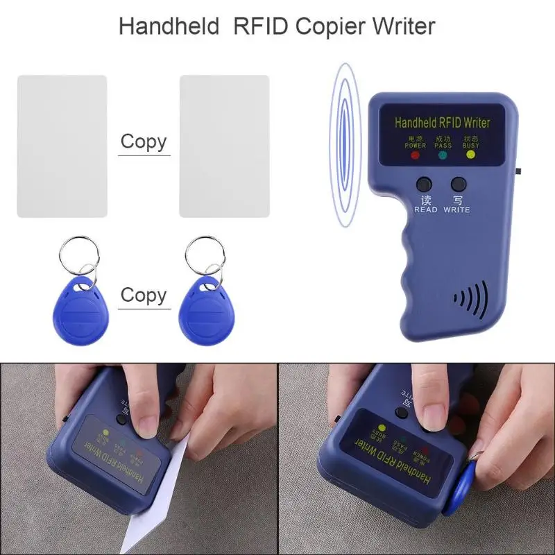 Handheld 125KHz EM4100 RFID Copier Writer Duplicator Programmer Reader + 5 Rewritable ID Keyfobs Tags + 5 ID Read Write Cards
Handheld 125KHz EM4100 RFID Copier Writer Duplicator Programmer Reader + 5 Rewritable ID Keyfobs Tags + 5 ID Read Write Cards