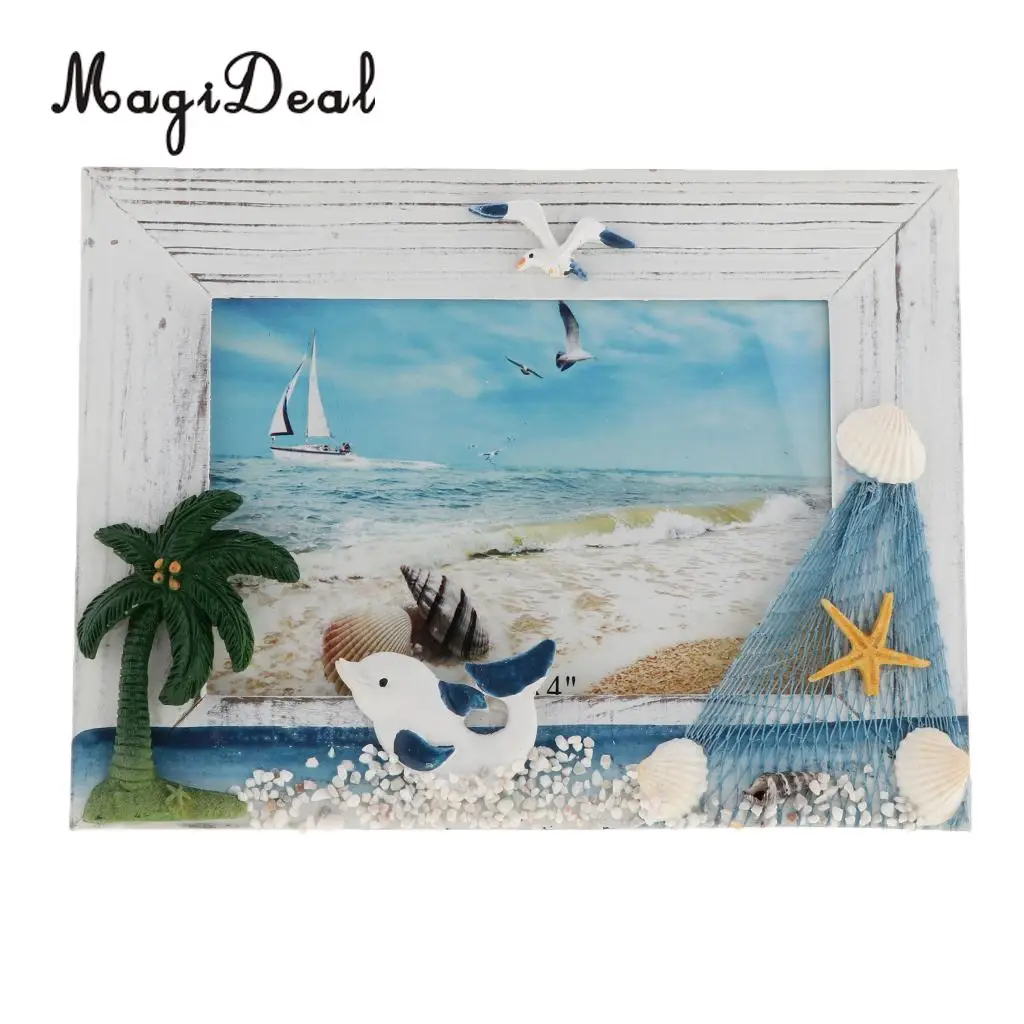 Chic Wooden Photo Picture Frame Family Wedding Photo Holder for Home Wedding Beach Hut Cottage Decoration