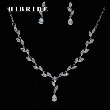 HIBRIDE Clear Crystal Cubic Zircon Pendant Necklace Earrings Set Women Bridal Jewelry Set For Engagement Gifts N-241
HIBRIDE Clear Crystal Cubic Zircon Pendant Necklace Earrings Set Women Bridal Jewelry Set For Engagement Gifts N-241