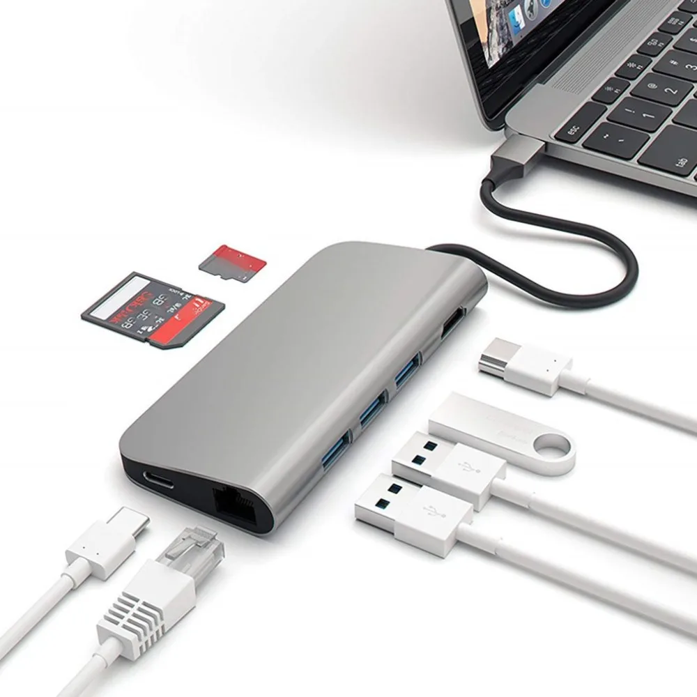 YSTC0101 Type-c to hub (3 port USB3.0) + Hdmi 4K + RJ45 Gigabit + charging Data + Secure Digital/T-Flash card reading 8 port
YSTC0101 Type-c to hub (3 port USB3.0) + Hdmi 4K + RJ45 Gigabit + charging Data + Secure Digital/T-Flash card reading 8 port