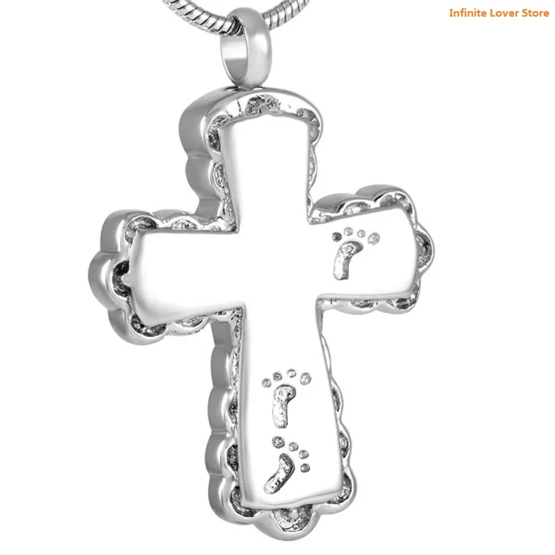 KLH8634-9 Engraved Footprint Stainless Steel Memorial Cross Ashes Urn Jewelry Pendant-Wholesale Funeral Jewelry for Human Ashes
KLH8634-9 Engraved Footprint Stainless Steel Memorial Cross Ashes Urn Jewelry Pendant-Wholesale Funeral Jewelry for Human Ashes