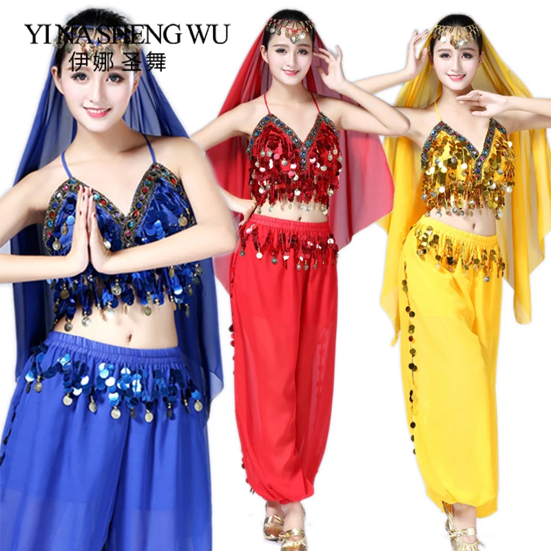 New Belly Dance Sequins Festivals Stage Performance Clothing Indian Dance Sequins Performance Costumes 3pcs(Top+Pants+Head veil)
New Belly Dance Sequins Festivals Stage Performance Clothing Indian Dance Sequins Performance Costumes 3pcs(Top+Pants+Head veil)
