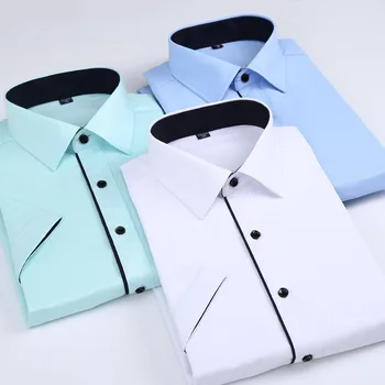 Short Sleeve Men Shirts Black Button Slim Fit Easy Care Formal Male Dress Shirts Square Collar
Short Sleeve Men Shirts Black Button Slim Fit Easy Care Formal Male Dress Shirts Square Collar