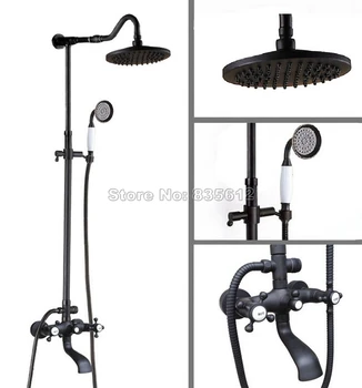 Black Oil Rubbed Bronze Wall Mounted Dual Handles/Round Shower Head Bathroom Rain Shower Faucet Set Bath Tub Mixer Tap Whg606
Black Oil Rubbed Bronze Wall Mounted Dual Handles/Round Shower Head Bathroom Rain Shower Faucet Set Bath Tub Mixer Tap Whg606