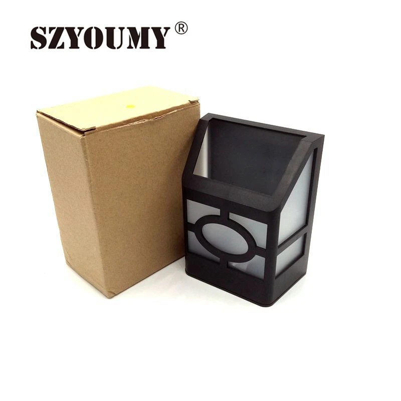 SZYOUMY Waterproof solar Wall Lamps ABS Solar LED Path Light Outdoor Garden wall lightings Yard Path Fence Lamp free shipping