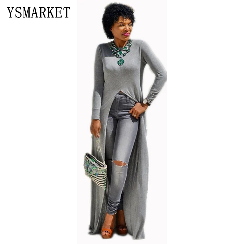 Long Sleeve High Split Front Blouse Top New Design Ankle Length Maxi Pullovers Basic Women Tops Blusas Plus Size EWY6184
Long Sleeve High Split Front Blouse Top New Design Ankle Length Maxi Pullovers Basic Women Tops Blusas Plus Size EWY6184