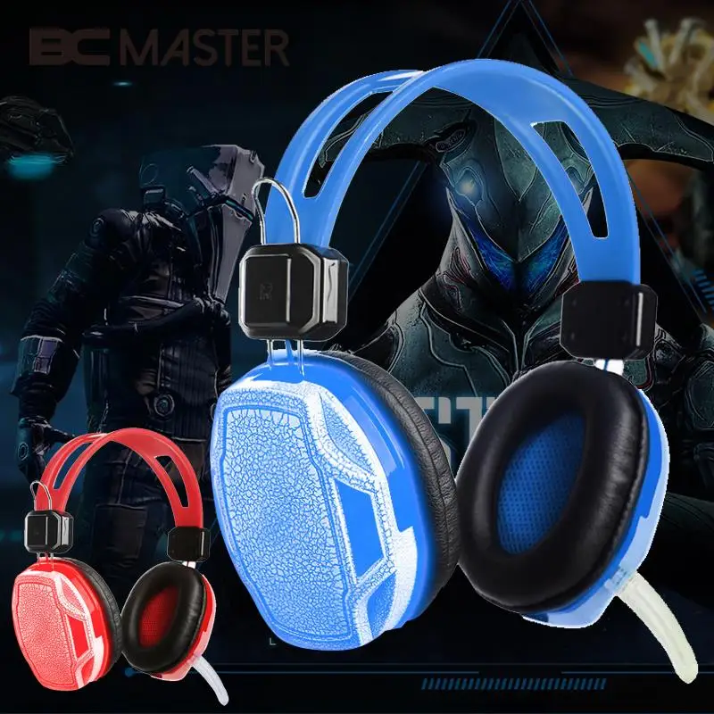 BCMaster USB 3.5mm Wired LED Headset Crack Gaming Headphone with MIC For PC Gamer