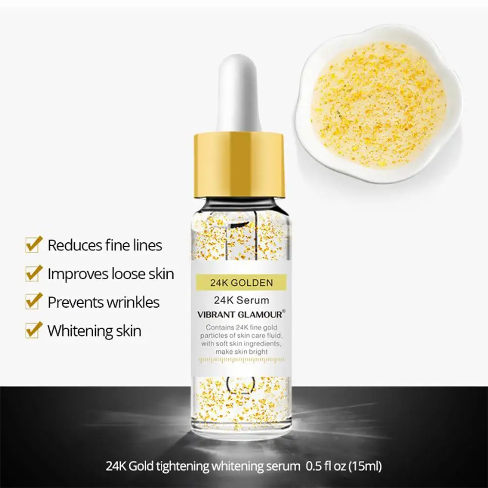 VIBRANT GLAMOUR 24K Golden Face Serum Anti-wrinkle Whitening Brighten Skin Care Face Firming Serum Beauty Shrink Pores Essence
VIBRANT GLAMOUR 24K Golden Face Serum Anti-wrinkle Whitening Brighten Skin Care Face Firming Serum Beauty Shrink Pores Essence