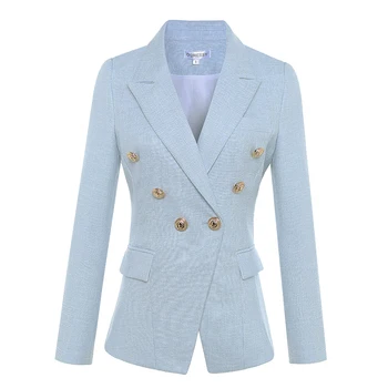 High Quality Newest 2018 Designer Blazer Women'S Long Sleeve Double Breasted Metal Lion Buttons Blazer Jacket Outer
High Quality Newest 2018 Designer Blazer Women'S Long Sleeve Double Breasted Metal Lion Buttons Blazer Jacket Outer